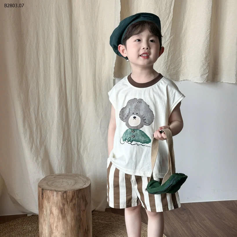 Bộ mặc nhà họa tiết chó cho bé -sỉ 144k