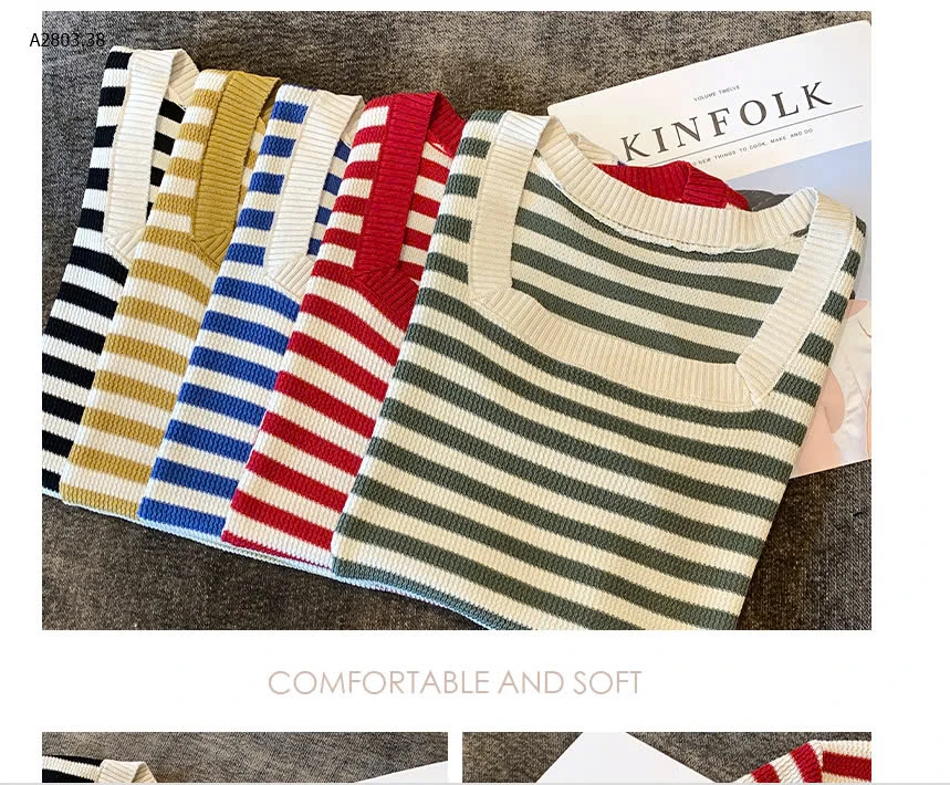 ÁO KẺ CỘC TAY CỔ VUÔNG -sỉ 80k