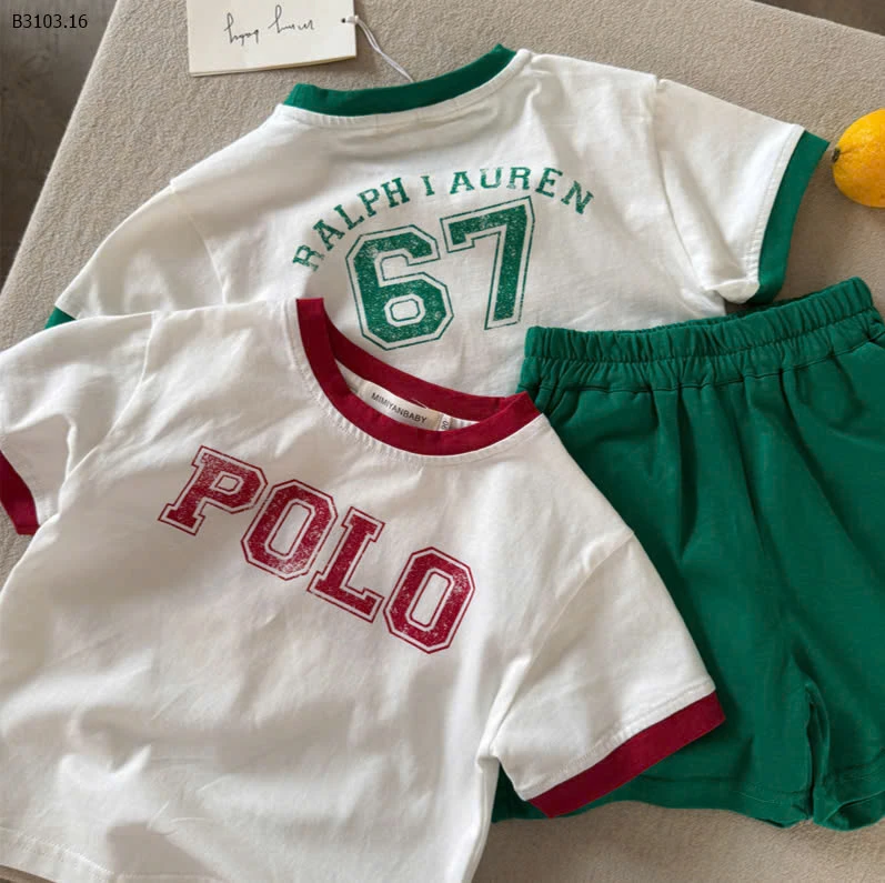 BỘ CỘC TAY IN CHỮ POLO CHO BÉ TRAI MMY-sỉ 165k