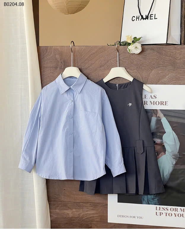 SET BỘ SƠ MI + VÁY BÉ GÁI HÃNG AMBB KIDS-sỉ 308k