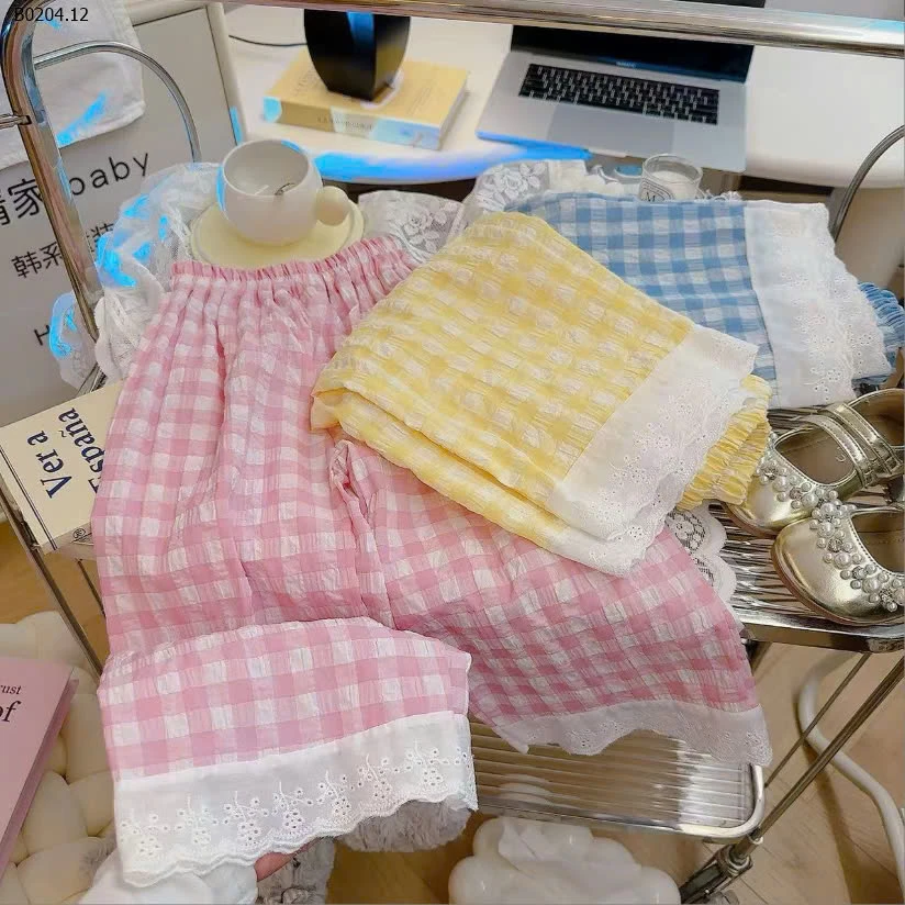 QUẦN CARO PHỐI REN BG-sỉ Sz 80-110 : 64k           Sz 120-150 : 73k