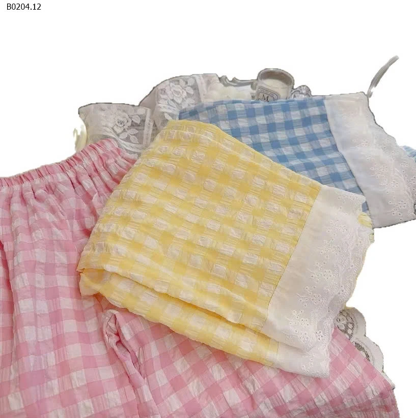 QUẦN CARO PHỐI REN BG-sỉ Sz 80-110 : 64k           Sz 120-150 : 73k