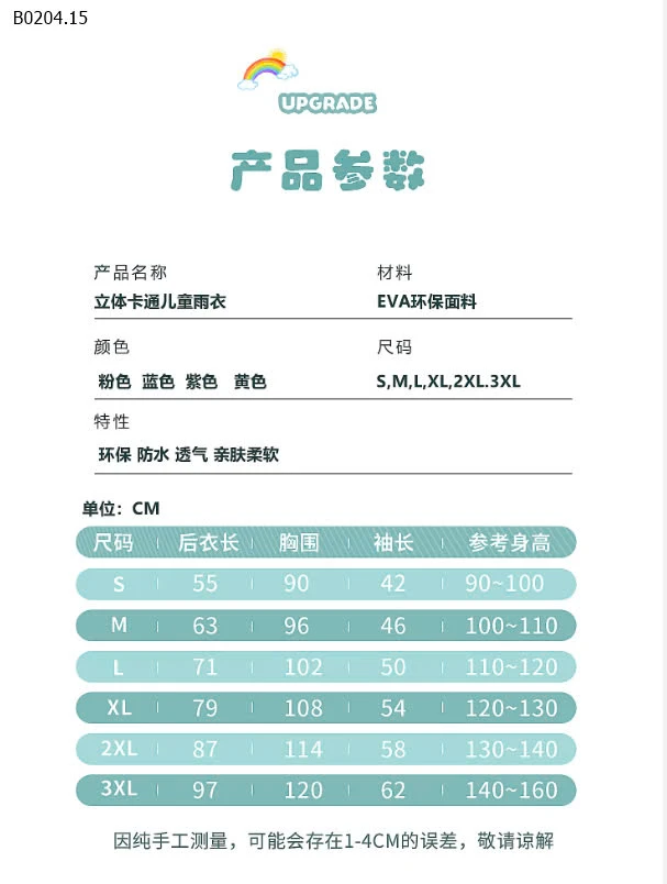 ÁO MƯA CUTE CHO BÉ-sỉ 135k