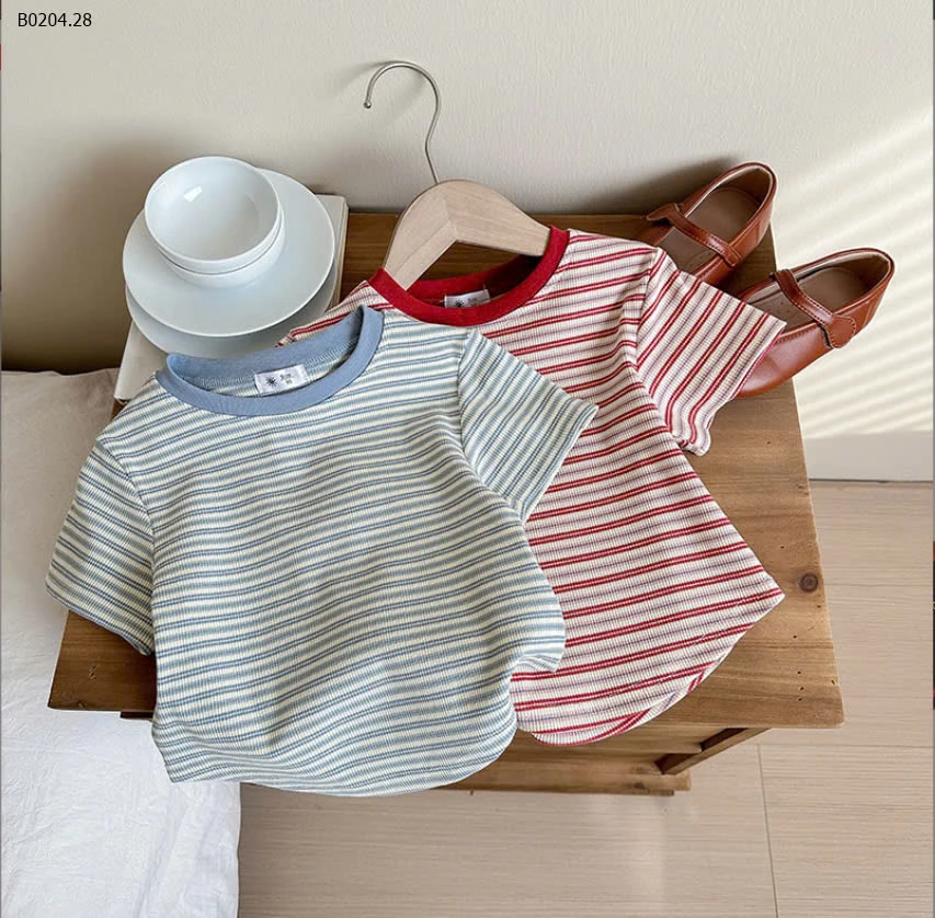 Áo phông kẻ vạt bầu thương cho bé -sỉ 90k