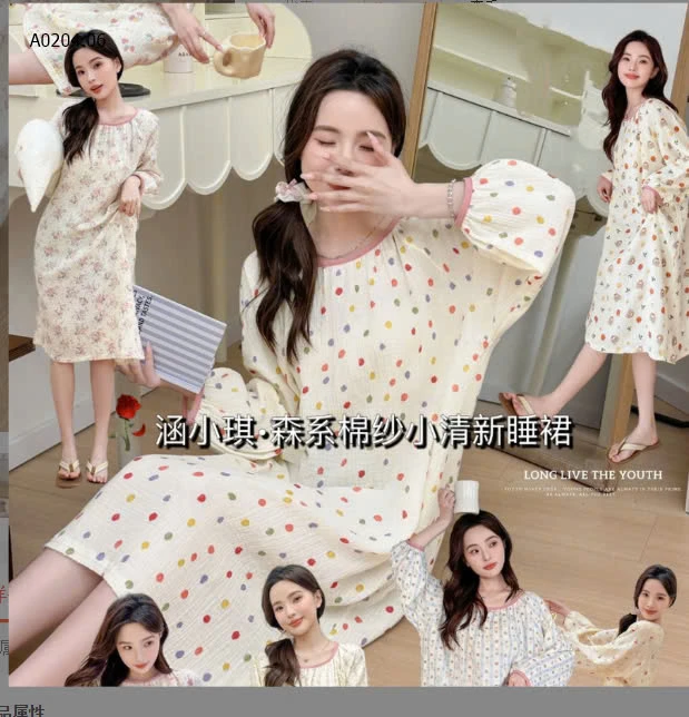 VÁY NGỦ HỌA TIẾT CUTE CHO NỮ -sỉ 148k