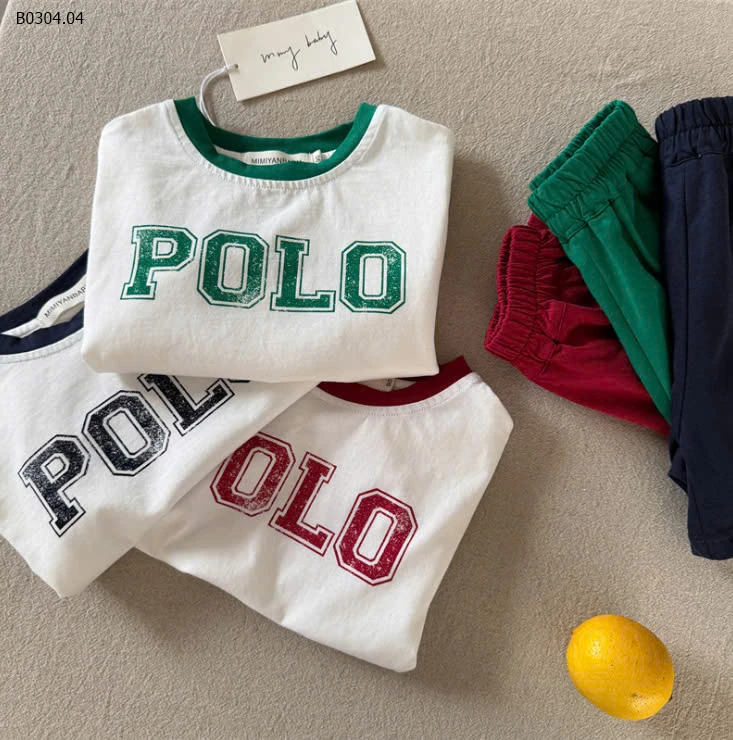 BỘ CỘC TAY IN CHỮ POLO CHO BÉ TRAI MMY CUTE -sỉ 165k