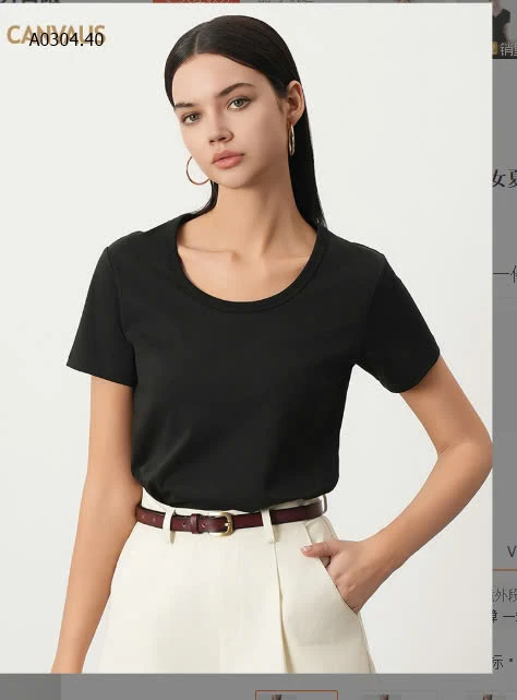 ÁO THUN CỘC TAY CỔ TRÒN CANVAUS  sỉ 169k