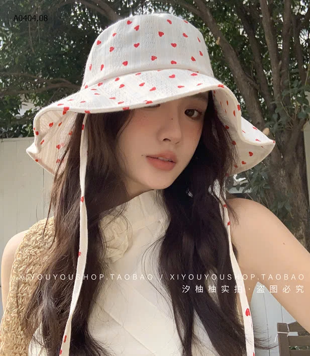 Mũ vải vành tròn chấm bi hàn quốc sỉ 103k