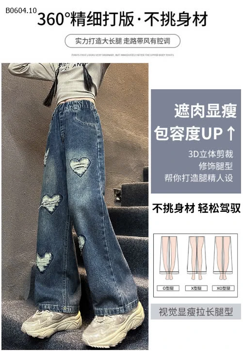 JEANS SUÔNG THÊU TRÁI TIM-sỉ 148k