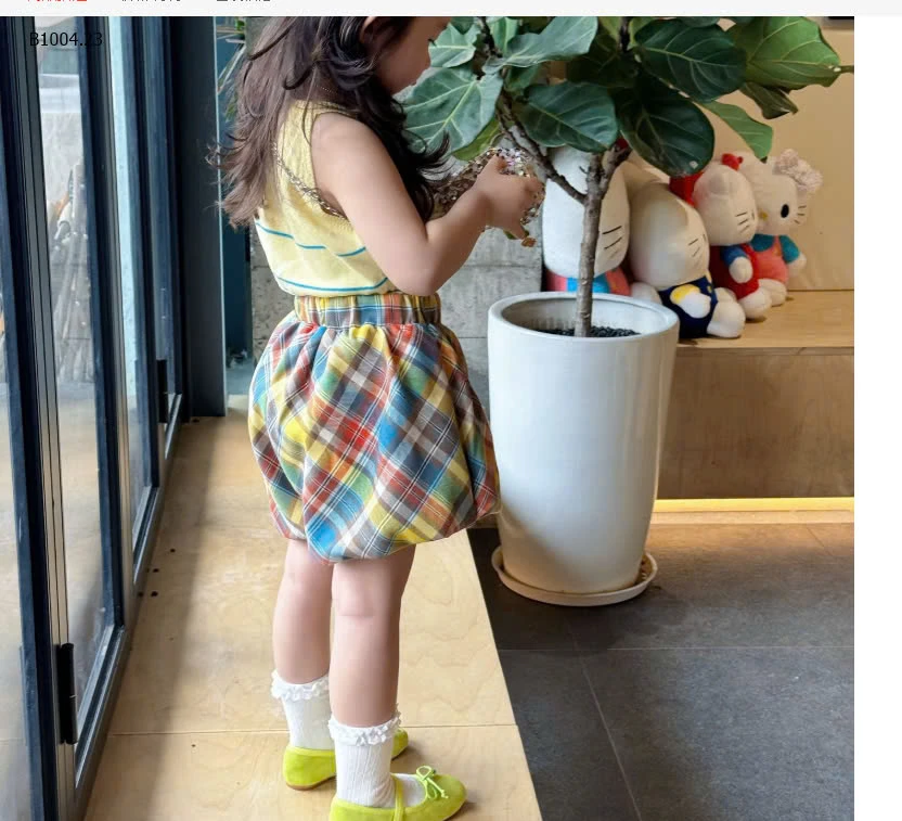 SET ÁO BA LỖ LEN MIX QUẦN SHORT KẺ - sỉ Áo: 138k  Quần: 112k 