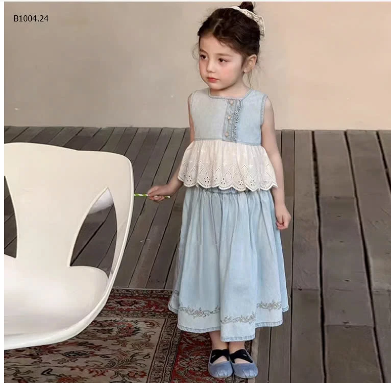 SET BỘ ÁO REN DENIM MIX CHÂN VÁY sỉ 239k