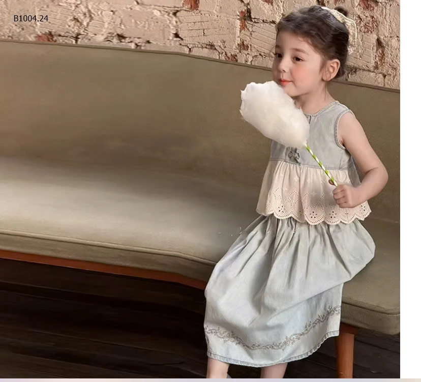 SET BỘ ÁO REN DENIM MIX CHÂN VÁY sỉ 239k