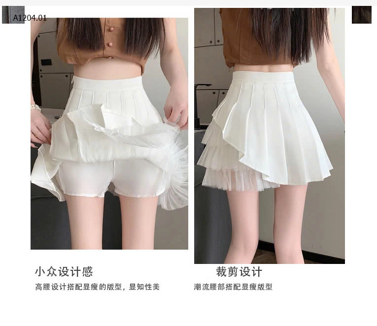 CHÂN VÁY XẾP LY PHỐI REN LƯỚI CHO NỮ-Sỉ 108k