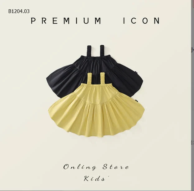 VÁY 2 DÂY CHUN NHÚN BÉ GÁI PRE.MIUM -sỉ 133k