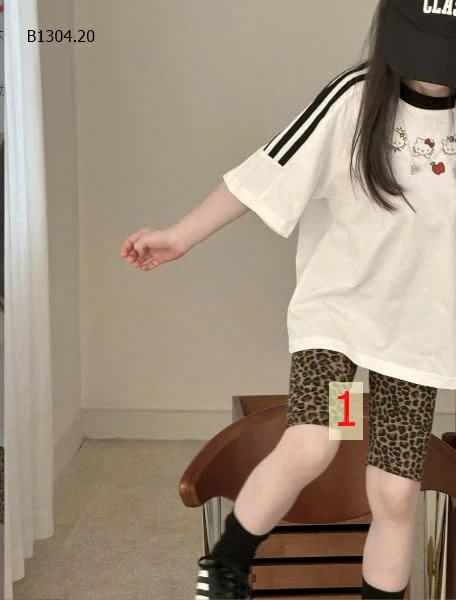 ÁO PHÔNG KITTY MIX LEGGING DA BÁO  - sỉ  áo 140k quần 110k  /-v /-v