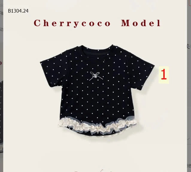  Bộ đồ mùa hè CHERRYCOCO họa tiết chấm bi giá sỉ như sau :  áo 123k/c  Quần 112k/c