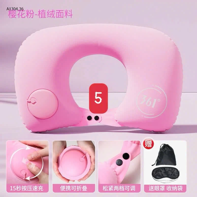 GỐI ĐỠ CỔ 361 (gối hơi + bịt mắt + túi đựng) - sỉ 70k