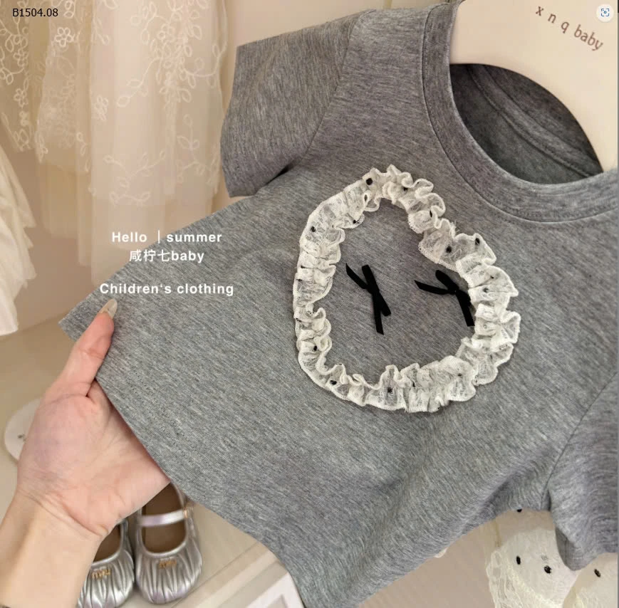 SET ÁO THUN MIX CHÂN VÁY REN CHẤM BI BG - sỉ 240k