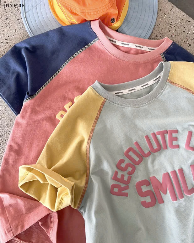 ÁO PHÔNG TAY PHỐI MÀU AMBB -Giá sỉ như sau: sz 90-150: 99K  Sz 160: 110K