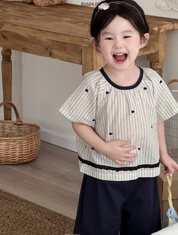 ÁO KẺ TIM CHO BÉ GÁI  - sỉ 163k