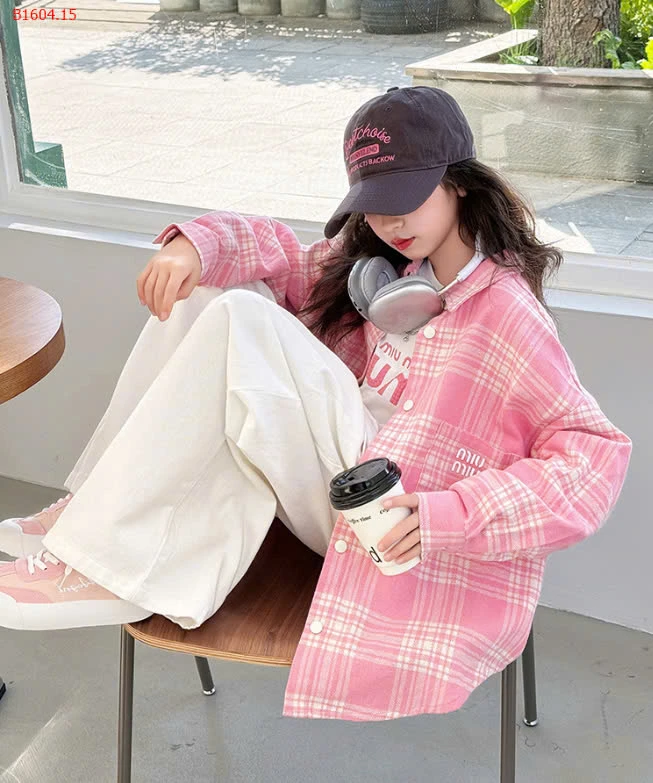 ÁO SƠ MI KẺ HỒNG BÉ GÁI SZ ĐẠI - sỉ 118k