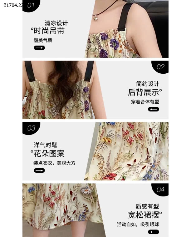 VÁY HAI DÂY HỌA TIẾT BG-Sỉ 138k