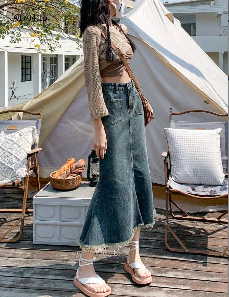 CHÂN VÁY JEANS DÁNG DÀI - sỉ 157k
