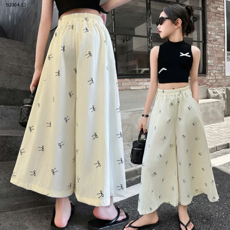 QUẦN ỐNG RỘNG IN NƠ BG -sỉ 147k