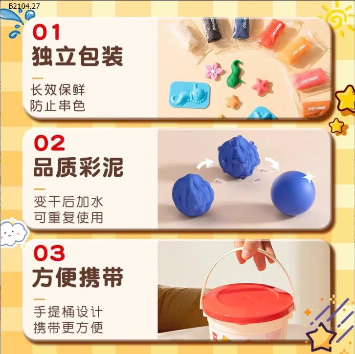 HỘP ĐẤT NẶN 24 MÀU DELI-sỉ 62k/hộp 24 màu 