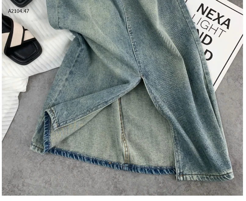 CHÂN VÁY JEAN XẺ DÁNG CHỮ A -sỉ 134k