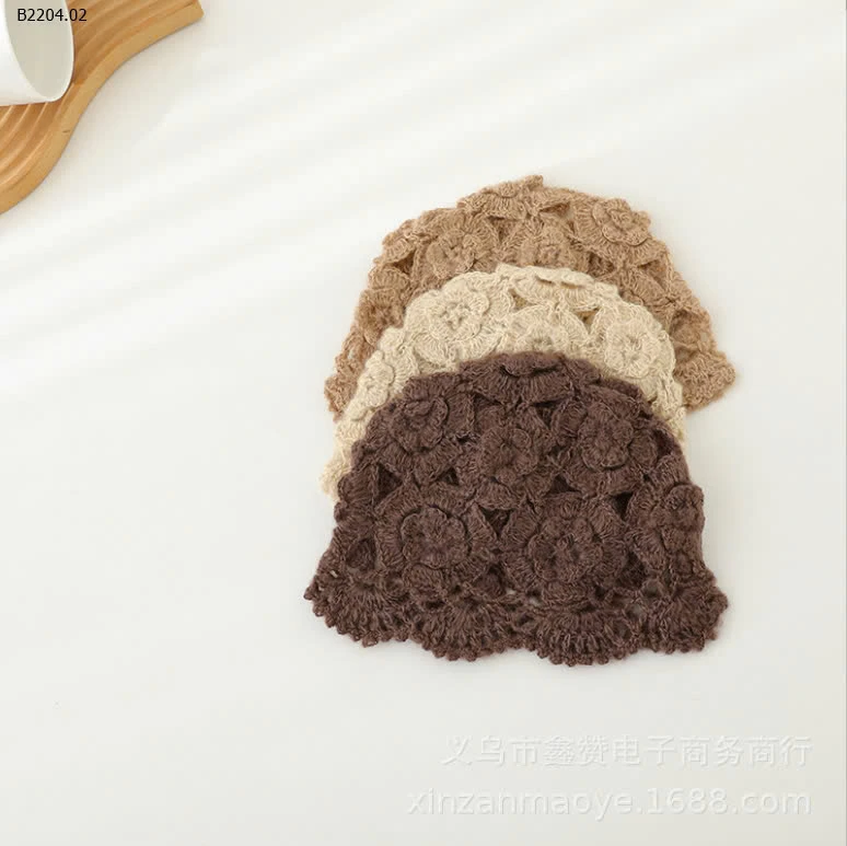 MŨ LEN ĐAN HOA CHO BÉ GÁI-sỉ 104k