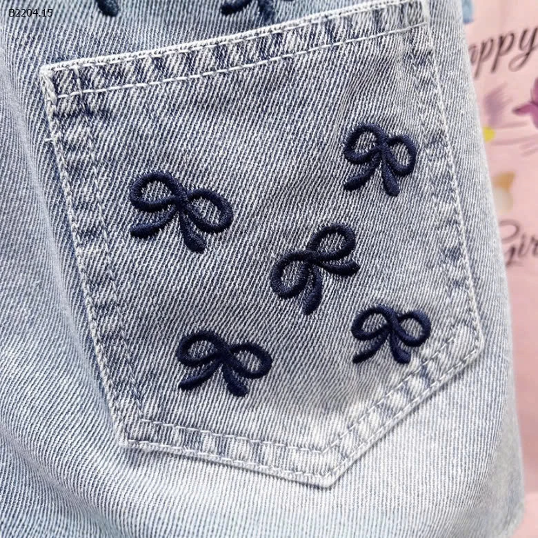 QUẦN SHORT JEAN THÊU NƠ BG HÃNG KACADY -sỉ 120k