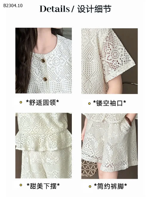 SET BỘ REN RỖNG TAY NGẮN JUZITIGE -sỉ 207k