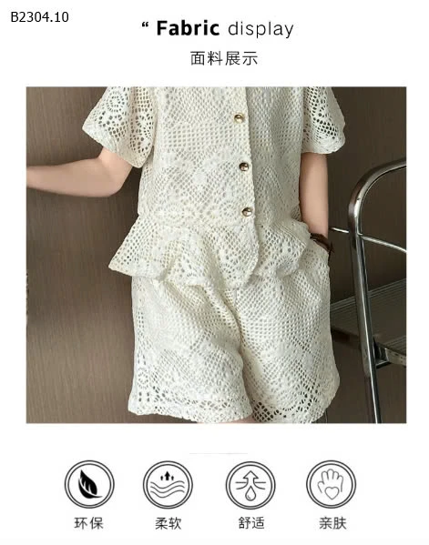 SET BỘ REN RỖNG TAY NGẮN JUZITIGE -sỉ 207k