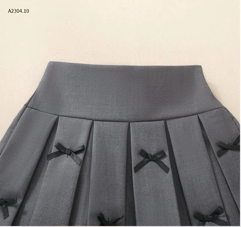 CHÂN VÁY XẾP LY PHỐI NƠ CHO BG -sỉ 125k