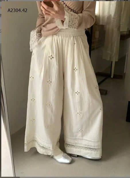 QUẦN ỐNG RỘNG HOA PHỐI REN CHO NỮ-sỉ 245k