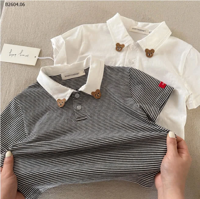 ÁO POLO CỘC TAY CỔ GẤU CHO BÉ TRAI-sỉ 137k