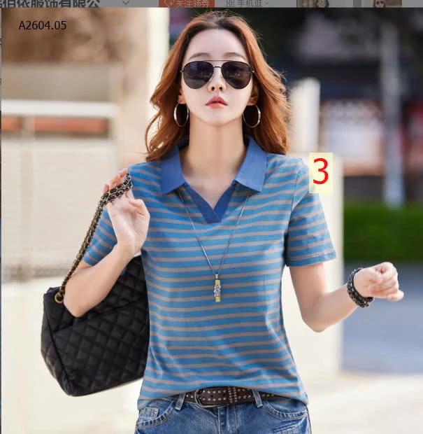 Áo polo kẻ cộc tay sọc ngang - sỉ 135k