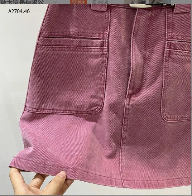 CHÂN VÁY JEAN CHỮ A TÚI TRƯỚC CHO NỮ-sỉ 201k