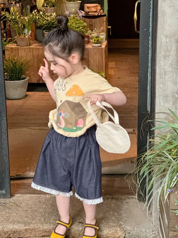 Set áo phông mix quần lửng viền ren cho bé -sỉ Áo : 117kk          Váy : 158k 