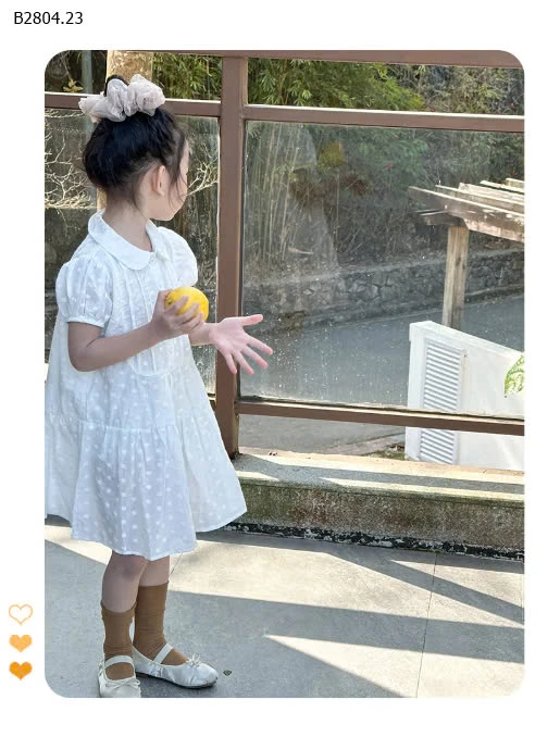 VÁY CỔ SEN TAY BỒNG TRẮNG HOA NHÍ-sỉ 213k