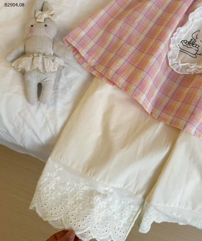 SÉT ÁO CARO HỒNG QUẦN SUÔNG-sỉ 210k