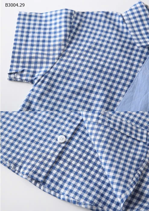 ÁO SƠ MI CỘC TAY BÉ TRAI KÈM CÀ VẠT-sỉ 100k