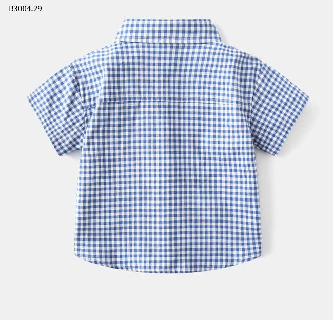 ÁO SƠ MI CỘC TAY BÉ TRAI KÈM CÀ VẠT-sỉ 100k