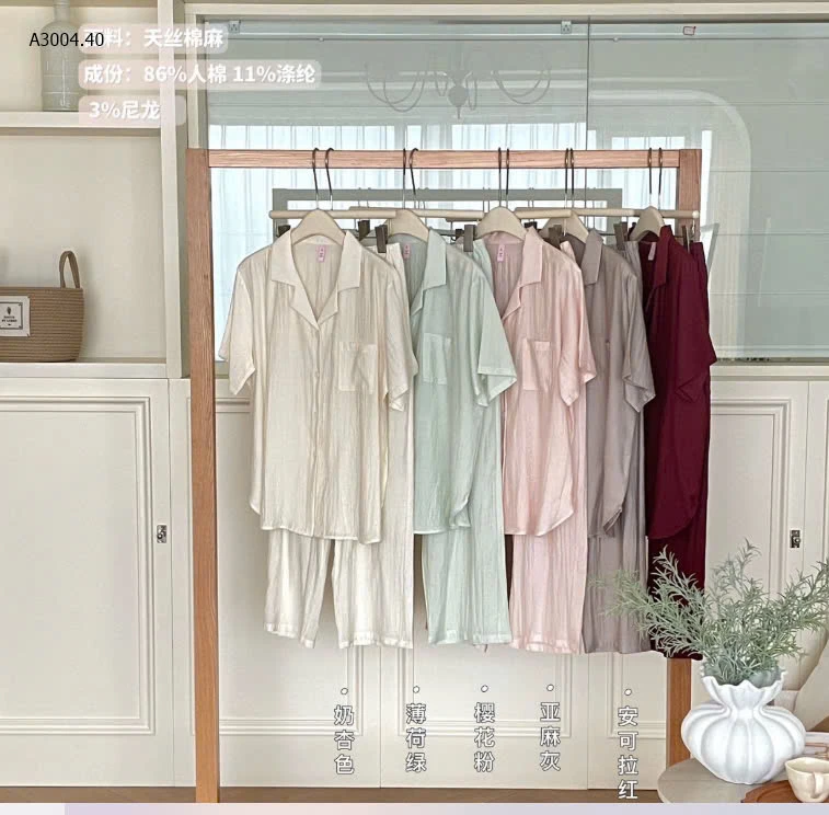 BỘ NGỦ PIJAMA TRƠN MÀU CHO NỮ -sỉ 230k