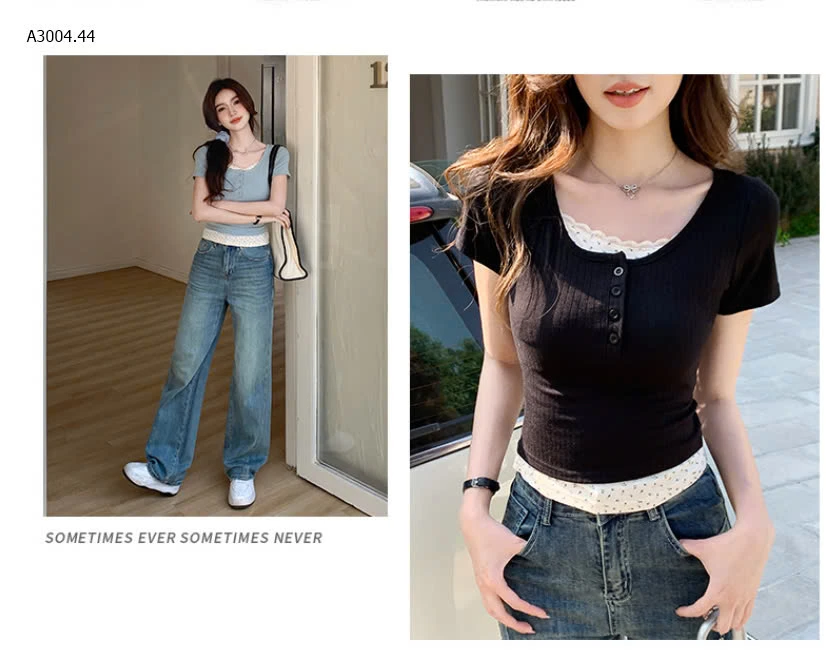 ÁO THUN GIẢ 2 LỚP HOA NHÍ-sỉ 119k