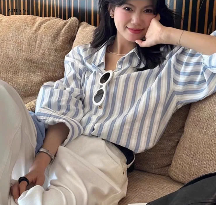 ÁO SƠ MI KẺ XANH BẢN TO CHO NỮ -sỉ 183k