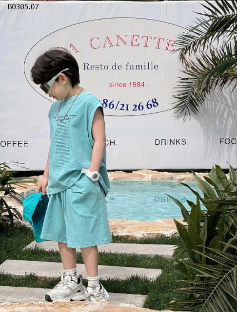 Set áo phông chữ quần short trơn màu Tarus -sỉ 212k