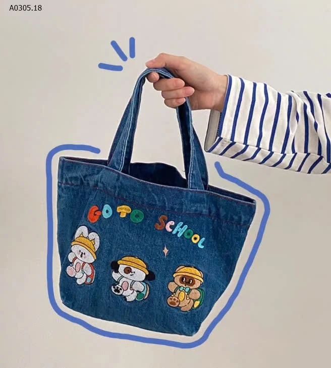 TÚI JEAN THÊU HOẠT HÌNH-sỉ 61k