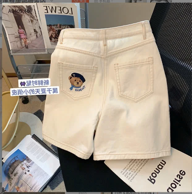 Quần sooc trắng thêu gấu-sỉ 120k